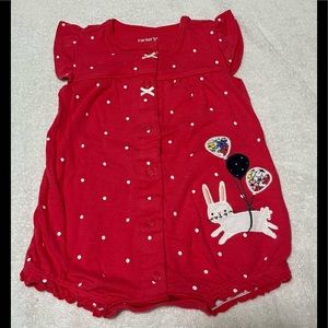Little Girls HotPink/White Polka Dots/Bunny w/Balloons. Carters 3 months